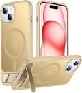 Temdan Magnetic Compatible with iPhone 15 Case, [Built-in Invisible Kickstand][Compatible with MagSafe] [Military Grade Shockproof] Slim Translucent Matte Phone Case for iPhone 15 6.1"-Light Brown by Temdan