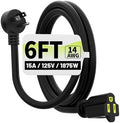 Vockjour 6 FT 14 Gauge Low Profile Flat Plug Extension Cord Black by Vockjour