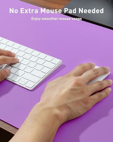 Aothia Faux Leather Desk Mat - Large Mouse Pad, Non-Slip PU Leather Blotter, Waterproof Writing Surface for Office and Home (Iris Violet, 40" x 24") - Image 4