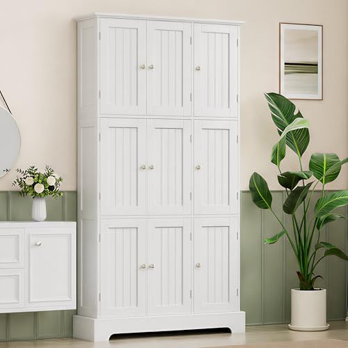 ChooChoo 63.2" Tall Bathroom Storage Cabinet with 9 Doors - Image 2
