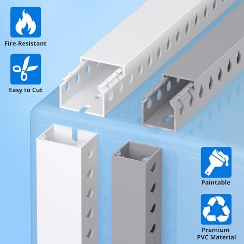 1.2" H x 1.6" W Cable Management Raceway, 132in Under Desk Channel, White - Image 6