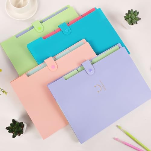 SKYDUE Expanding File Folder 5 Pockets, Skydue Letter A4 Paper Accordion Document Organizer (Pink) - Image 4