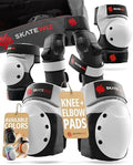 SKATEWIZ Adult Knee Pads, Skate & Skateboarding Wrist Guards for Skating Adult with Elbow Pads - Skateboard Protective Gear - Shield - Size M Grey White - Roller Skates, Inline Skates by SKATEWIZ