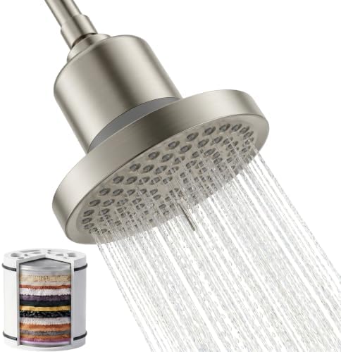 360 Degree Rotated Shower Head Brushed Nickel＆ Filter COMBO ! Anti - Chlorine Hard Water Filtered Shower Heads- 7 Sprays High Pressure Showerheads with 25 Stage Filtration for Adult and Baby by WCQQProfetionalSanitaryWare