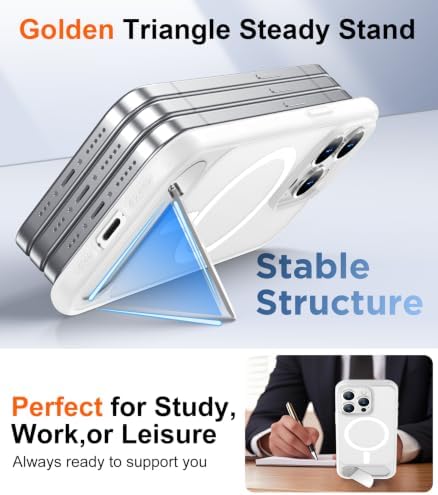 Temdan Magnetic Compatible with iPhone 15 Pro Case, [Built-in Invisible Kickstand][Compatible with MagSafe][Military Grade Shockproof] Slim Translucent Matte Phone Case for iPhone 15 Pro 6.1" - Image 5