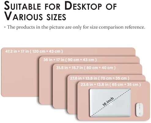 Leather Desk Mat - Non-Slip PU Desk Pad for Office and Home - Desk Organization and Accessories - Ideal for Large Mouse Pad and Desk Mats on Top of Desks (Pink,27.6"x 13.8") - Image 5