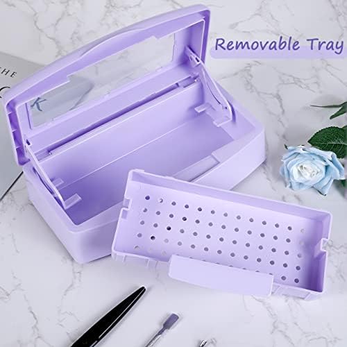 Nail Tool Sterilizer Box Disinfectant Jar Plastic Disinfectant Container Suitable for Nail Tools Hair Salons Beauty Centers and Manicure and Nail Equipment(Purple) - Image 5