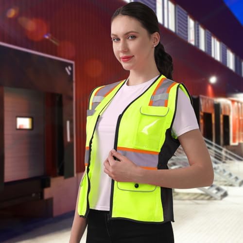 HYCOPROT Safety Vest for Women Mesh Reflective Lady High Visibility Construction Work Vest Meets ANSI/ISEA Standards - Image 5