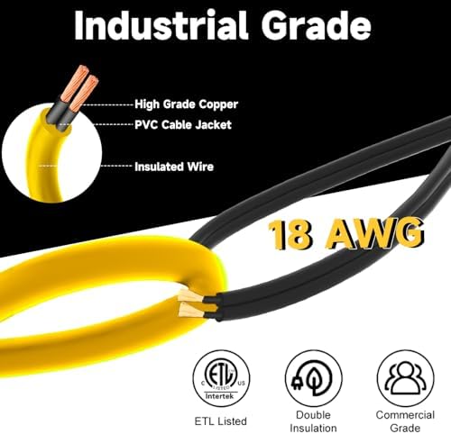 50ft LED Construction String Lights, 75W 7500LM Industrial Grade Super Bright String Work Lights for Construction Sites, Temporary Work, Renovation, Jobsite, and all outdoor lighting(50ft-5lights) - Image 4