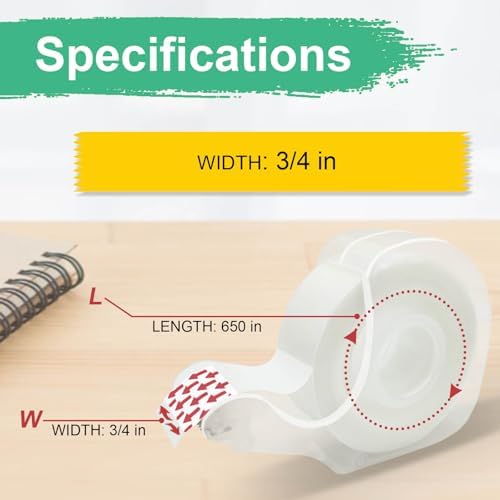 Bulk Tape clear, Invisible Tape, Matte Finish, Writable, 3/4 in x 650 in, 60 Rolls with Dispensers, Transparent Tape, Ideal for Christmas Wrapping Paper, Gift Wrap, School Supplies & Office Use - Image 2