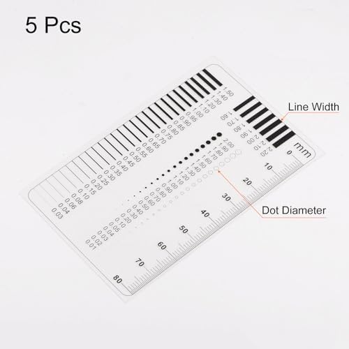 HARFINGTON 5pcs High Precision SEC Size Estimation Chart 80mm Covered Transparency Flaw Detection Film Ruler for Diameter and Line Width Defects Measuring - Image 3