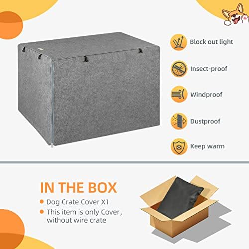 Seiyierr Dog Crate Cover - Kennel Cover Fit for 42 Inch Dog Crate, Double Door Polyester for Wire Puppy Cage Indoor Outdoor Protection,Grey - Image 5