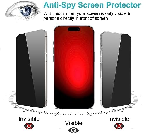 PEHAEL for iPhone 15 Pro Max Privacy Screen Protector+Camera Lens Protector - Image 4