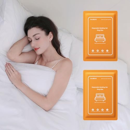 2 Pack Disposable Bed Sheet King Size, Disposable Travel Sheet for Hotel by CXLoode