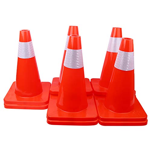 18" Traffic Cones PVC Safety Road Parking Cones Weighted Hazard Cones - Image 3