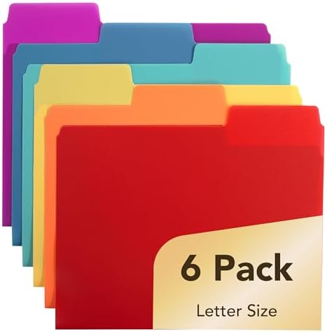 Mr. Pen- File Folders, 1/3 Cut Tab, 6 Pack, Assorted Colors, Letter Size by MrPen
