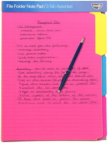 Find It File Folder Notepad - Pack of 12-9.5 x 12.5 Inch Notebook Organizer Folders for Filing, Document, and Clipboard Organization - Assorted Neon Colors by Find+It%C2%AE