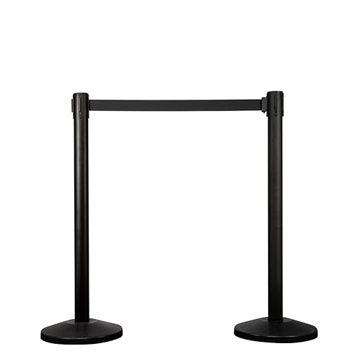 Qbuster Black Stanchions with Retractable Belt, Crowd Control Safety Barrier - Image 7