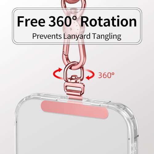 saxsion Phone Tether Tab & Lanyard Tab, 360° Swivel Clip - Ultra Thin Stainless Steel Universal Patch for All Phone Cases - Image 4