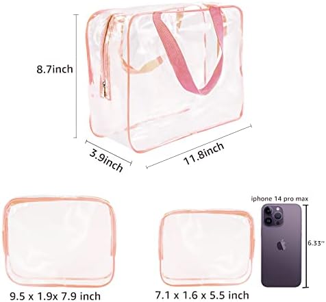 3Pcs Crystal Clear PVC Travel Toiletry Bag Kit for Women Men, Cosmetic Bags - Image 5