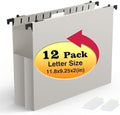 SHUTEX Extra Capacity Plastic Hanging File Folders, 12 Pack, Letter, Grey by Shutex
