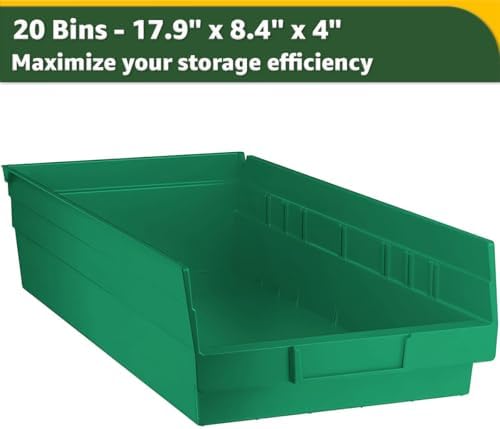 18" x 36" x 74" Heavy-Duty Commercial Chrome Shelving Unit with 20 Green Storage Bins - Metal Wire Utility Shelf for Tool, Office, Garage, and Warehouse Organization - Durable Storage Cabinet - Image 3