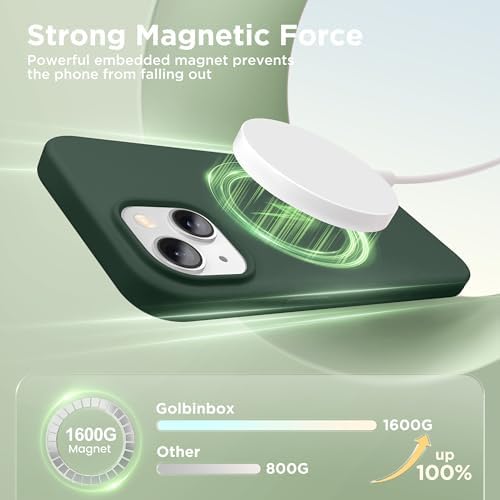 GolbinBox Magnetic for iPhone 15 Case, Silicone Cover, Dark Green - Image 3