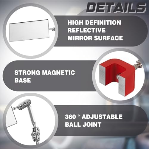 Copkim 1 Pcs Inspection Mirrors Magnetic Base 4 x 2 Inch 360° Adjustable - Image 3