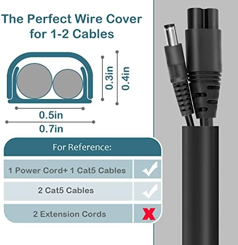 ZhiYo Wire Covers for 2 Cords, Cord Hider on Wall Mounted, 68in Cord Cover Kit, Cable Cover Paintable, Cable Concealer for Extension Cord/Ethernet Cable/Speaker Wire Hider, Black W0.7in H0.4in - Image 2