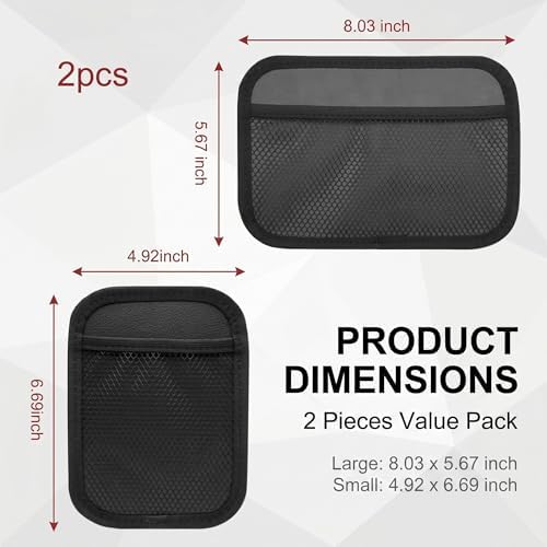 2 PCS Car Organizer Net Pocket, Elastic Mesh Self-Adhesive Side Seat Storage Bag, Portable Seat Gap Filler Storage with 1 Large & 1 Small, Universal for Most Cars, SUVs, Trucks (Black) - Image 2