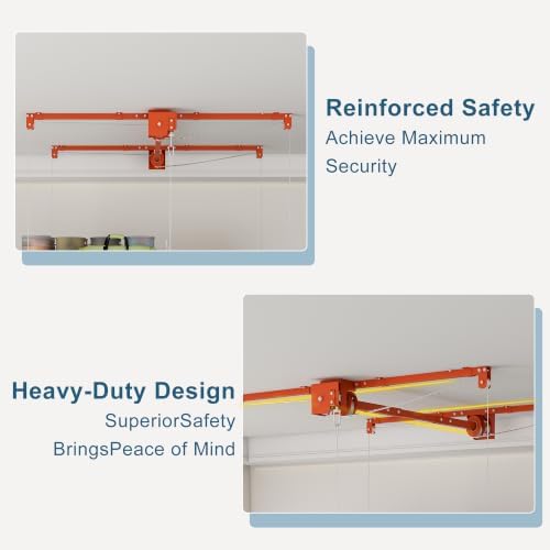 Orange 4x8 FT Overhead Garage Storage Rack for High Ceilings 10-12 FT - Image 4