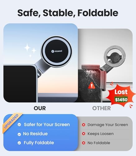 VICSEED Tesla Phone Mount【Strongest Magnet Power】Foldable Hidden Tesla Phone Holder Fit for All Phone, Tesla Model 3 Model Y for MagSafe Car Mount, Tesla Model 3 Accessories, Tesla Model Y Accessories - Image 6