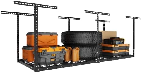 3x8ft Overhead Garage Storage Rack, 750LBS Capacity, Hammertone by eShelf