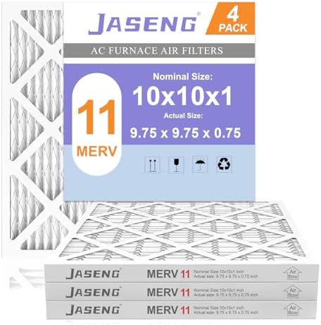 10x10x1 MERV 11 Air Filter, 4-Pack for Furnace HVAC by NewFilter