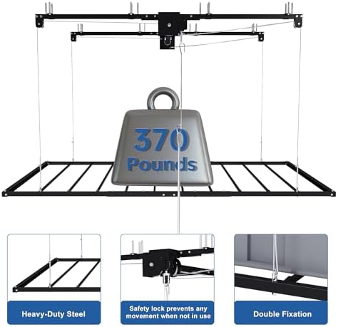 Runboll 3 x 6 Overhead Garage Storage Rack, Ceiling Racks for Garage, Organization Shelving, Adjustable Hanging Shelf, 19"-143" Height Adjustment - Image 7