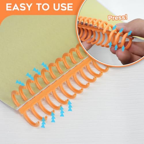 Rayson PROC1230OR Click Binding Spines, 3:1 Pitch, 1/2" Diameter, 90 Sheets Binding Capacity, Orange, 30/Box - Image 4