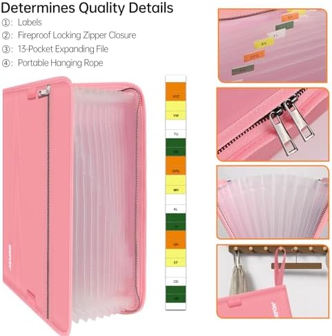 ENGPOW Expanding File Folder,Fireproof 13 Pockets Document Organizer Bag - Image 4