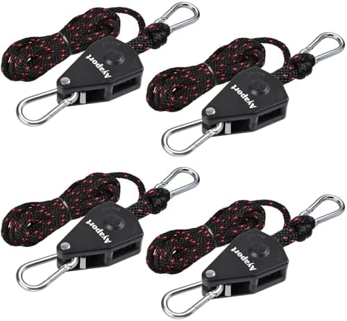 Ayaport Adjustable Rope Tie Down, 3/8" Grow Light Hanger, 4 Pack by Ayaport