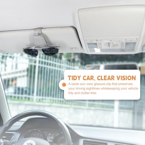 JUSTTOP 2 Pack Sunglasses Holders for Car, Magnetic Leather Buckle Sun Visor Sunglass Clip, Ticket Card Clip Sunglasses Mount, Car Interior Accessories for Men and Women (Gray) - Image 6