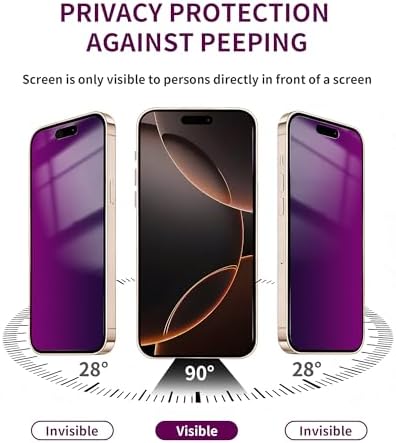 2 Pack Privacy Screen Protector for iPhone 16 Pro Max Glass - Image 3