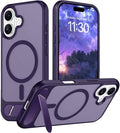 Temdan Magnetic Compatible with iPhone 16 Case, [Built-in Invisible Kickstand][Compatible with MagSafe] [Military Grade Shockproof] Slim Translucent Matte Phone Case for iPhone 16 6.1" by Temdan