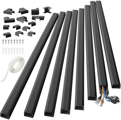 Yecaye TV Cord Hider, 125in Cord Cover, W1.18in H0.6in, Black by Yecaye