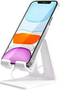 Crpich Acrylic Cell Phone Stand, Portable Phone Holder, White Phone Stand for Desk, Compatible with Phone16 15 14 13 12 Pro Max Mini 11 Plus, Switch, Android Smartphone, Pad, Tablet, Desk Accessories by Crpich