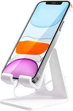 Crpich Acrylic Cell Phone Stand, Portable Phone Holder, White Phone Stand for Desk, Compatible with Phone16 15 14 13 12 Pro Max Mini 11 Plus, Switch, Android Smartphone, Pad, Tablet, Desk Accessories by Crpich