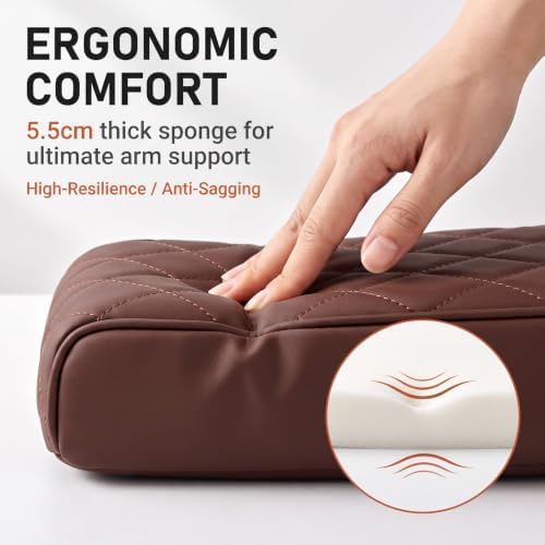 Multifunctional Car Armrest Cover, Premium PU Leather Memory Foam Center Console Cushion with Dual Cup Holders Tissue Box, Center Console Organizer Storage Pouch for Sedans SUVs Trucks (Coffee) - Image 3
