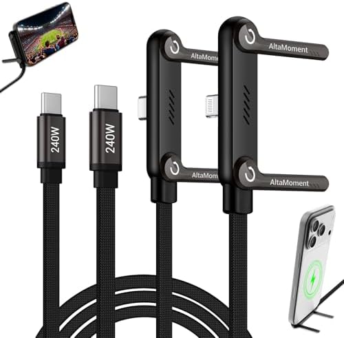 Invisible Holder Charger Cable, 240W PD Fast Charging, 4.9FT by AltaMoment