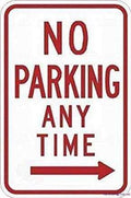 New Warning Metal Tin Signs No Parking Any Time (Right Arrow) 5052- Red On White Signs Street Sign 20 x 30 cm / 8 x 12 inches (Height x Length) by Eletina