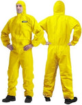 Hazmat Suit Disposable Coverall | Full Body Painters Suit in 7 Sizes with Multiple Specifications for Men & Women - 4X-Large, Yellow, 1 by YIBER