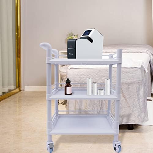 3 Tier Rolling Medical Storage Shelves Rack with Wheels - Beauty Salon SPA Medical Rolling Cart with 360 Silent Swivel Wheels - Image 2