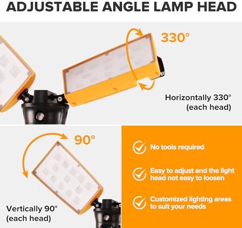 LUTEC 【Upgraded 5000K 15000 Lumen 105 Watt Dual-Head LED Work Light with Telescoping Tripod, Work Light with Stand Rotating Waterproof Lamps and 8 Ft 3-Prong Power Cord (Pack of 2) - Image 3